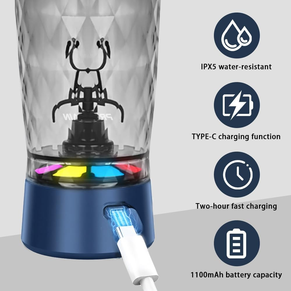 Electric Protein Shaker Bottle, 22Oz Bpa-Free Tritan | USB Rechargeable Protein Shake Mixer with Powder Storage Cup, Self Mixing Bottle for Gym, Workout & Sports
