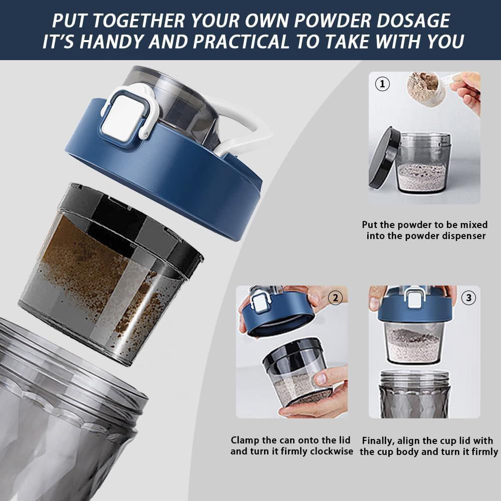Electric Protein Shaker Bottle, 22Oz Bpa-Free Tritan | USB Rechargeable Protein Shake Mixer with Powder Storage Cup, Self Mixing Bottle for Gym, Workout & Sports
