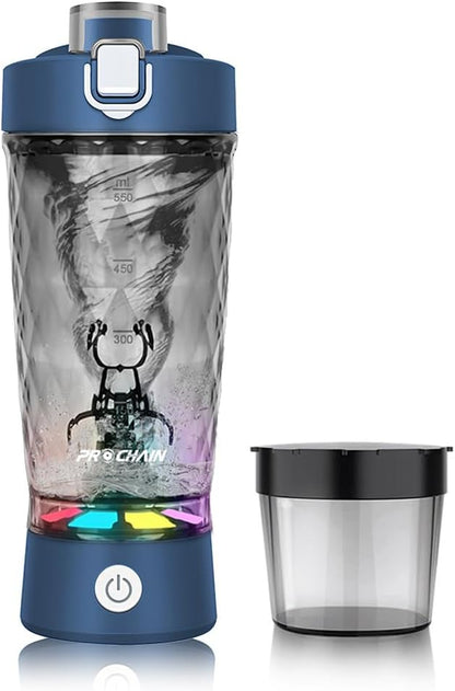 Electric Protein Shaker Bottle, 22Oz Bpa-Free Tritan | USB Rechargeable Protein Shake Mixer with Powder Storage Cup, Self Mixing Bottle for Gym, Workout & Sports