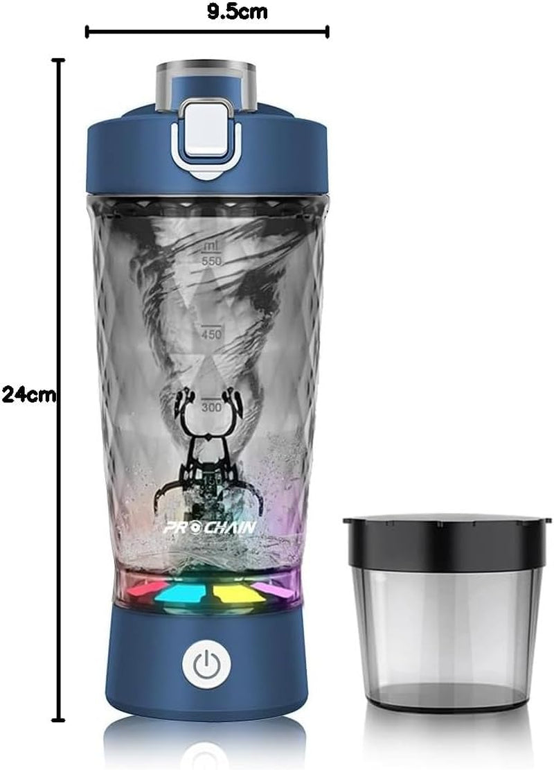 Electric Protein Shaker Bottle, 22Oz Bpa-Free Tritan | USB Rechargeable Protein Shake Mixer with Powder Storage Cup, Self Mixing Bottle for Gym, Workout & Sports