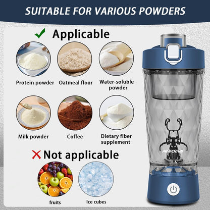 Electric Protein Shaker Bottle, 22Oz Bpa-Free Tritan | USB Rechargeable Protein Shake Mixer with Powder Storage Cup, Self Mixing Bottle for Gym, Workout & Sports